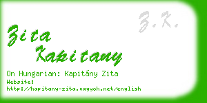 zita kapitany business card